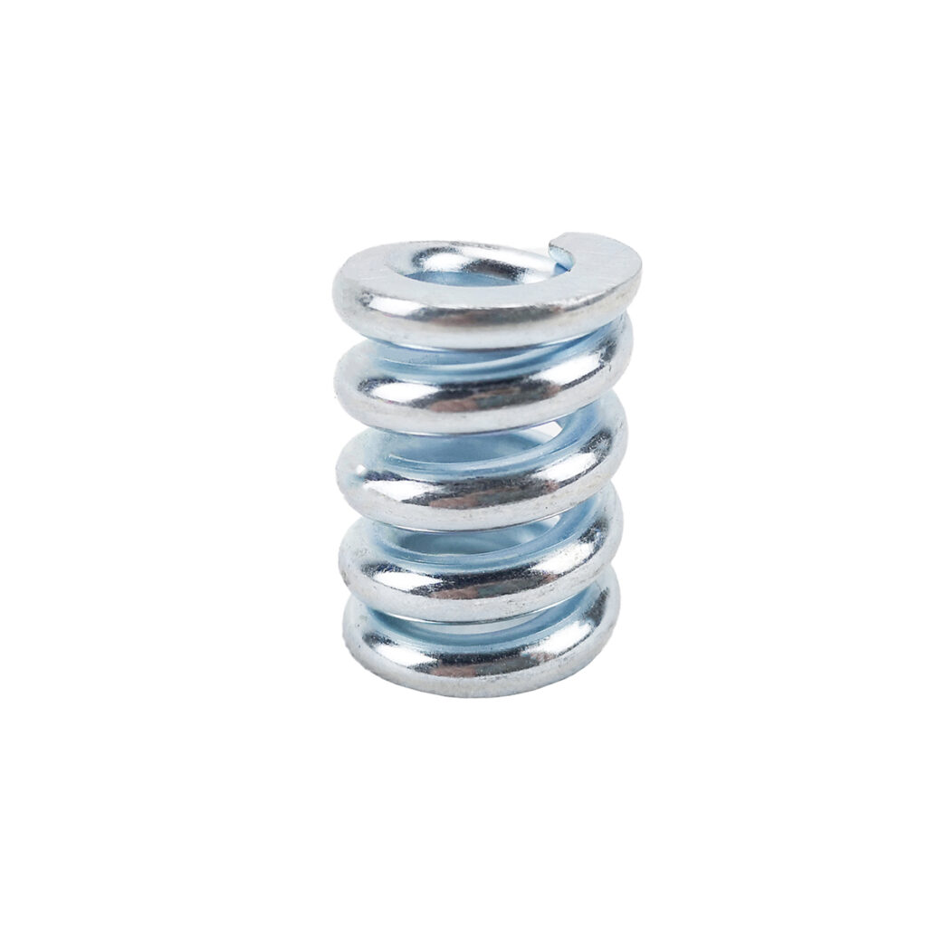 A disc spring set in plain, black and brown finishes.