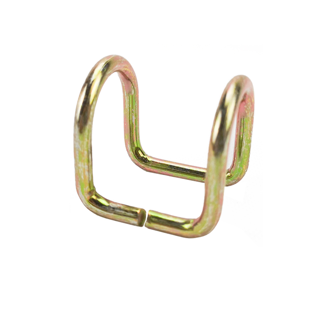 Yellow zinc-plated U-shaped wire part made from heavy wire