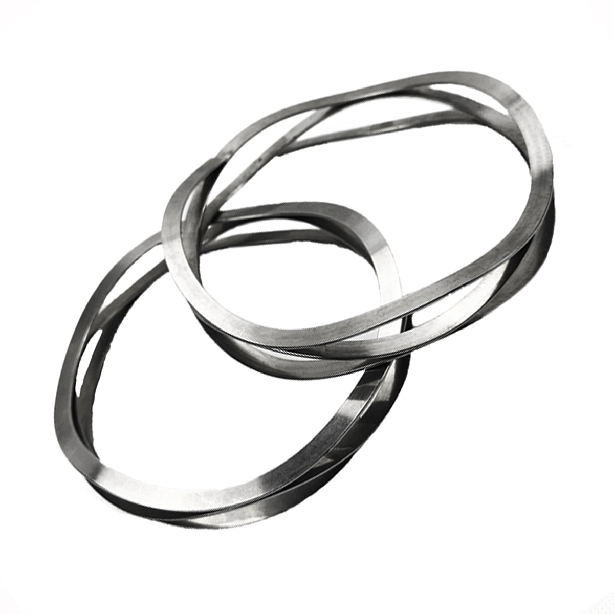 Two steel wave springs stacked at an angle