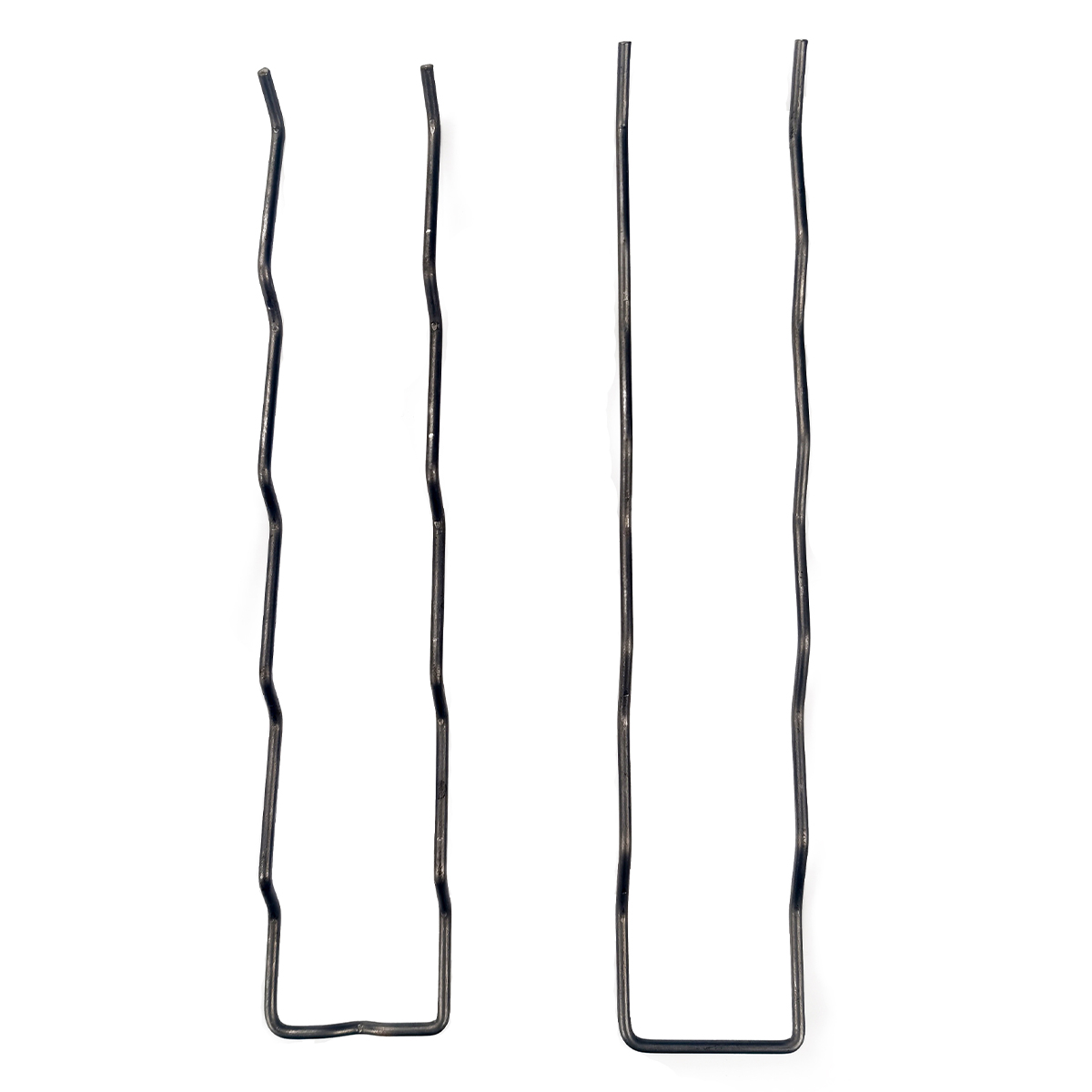 Two black zig-zag wire forms with long straight legs