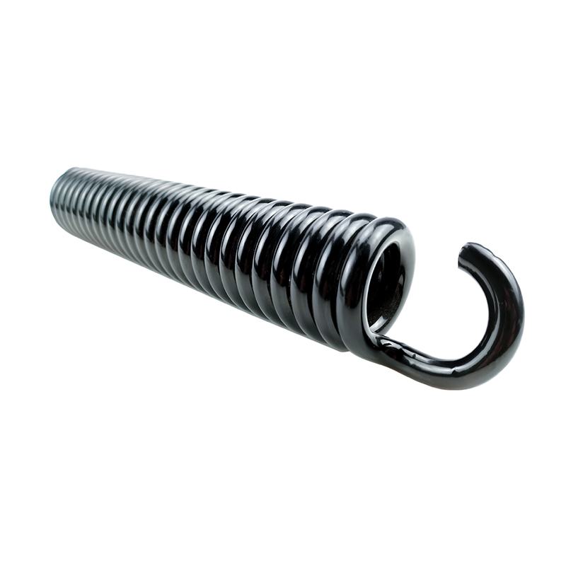 Black-coated extension spring with large hooks at both ends