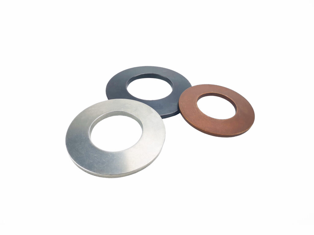 Three disc springs photographed together.