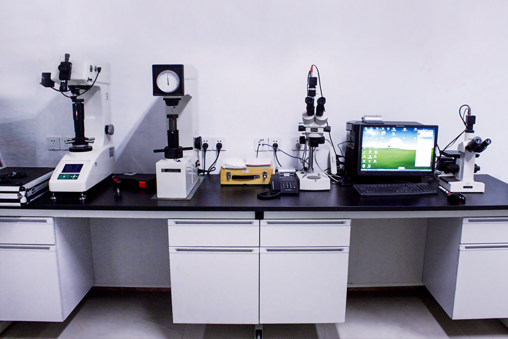 Hardness testers on a laboratory bench.